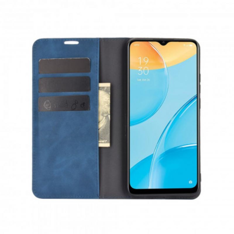 Folio-hoesje Voor Oppo A15 Zijdezacht Leereffect