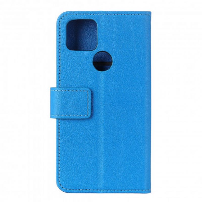 Leren Hoesje Oppo A15 Eenvoudig Glanzend Leereffect