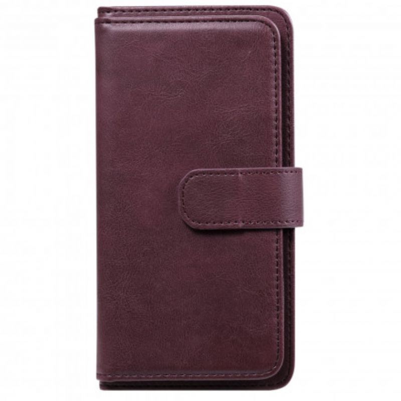 Leren Hoesje Oppo A15 Multifunctionele 10 Kaarthouder Bescherming Hoesje