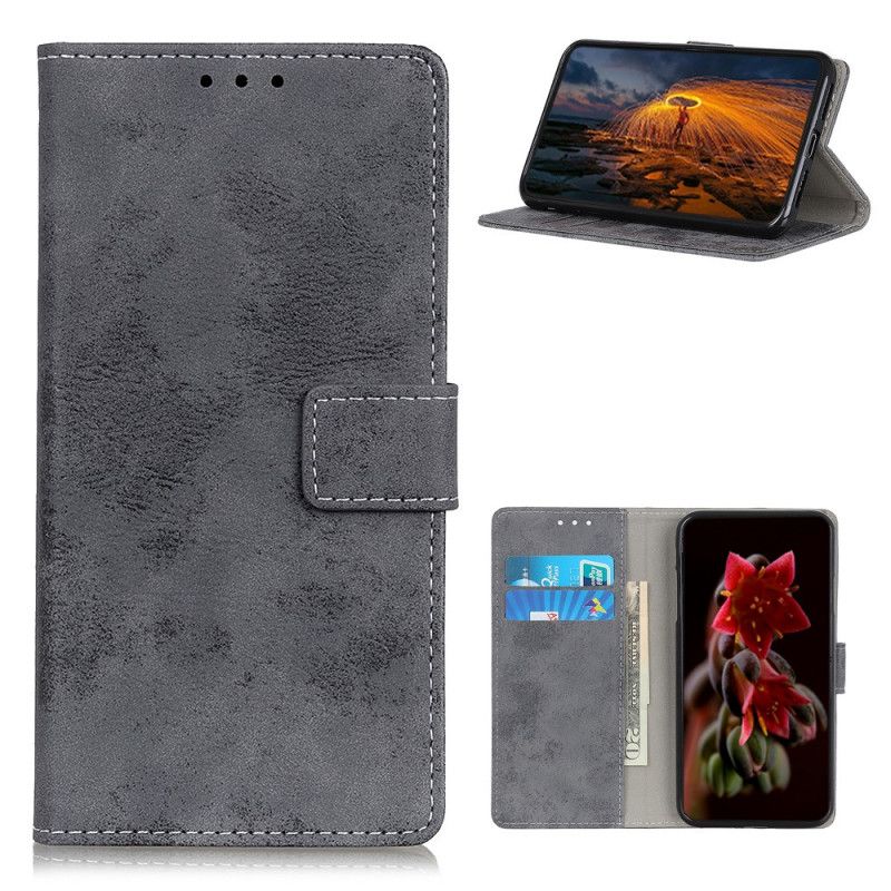 Bescherming Hoesje Xiaomi Mi 10T Lite 5G / Redmi Note 9 Pro 5G Magenta Grijs Vintage Leereffect