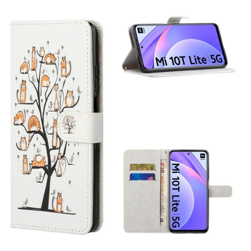 Bescherming Hoesje Xiaomi Mi 10T Lite 5G / Redmi Note 9 Pro 5G Telefoonhoesje Funky String Katten