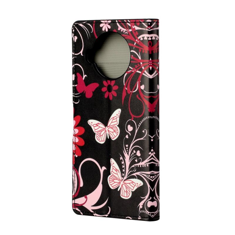 Bescherming Hoesje Xiaomi Mi 10T Lite 5G / Redmi Note 9 Pro 5G Wit Zwart Vlinders En Bloemen