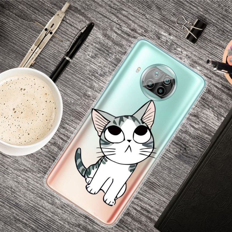 Case Hoesje Xiaomi Mi 10T Lite 5G / Redmi Note 9 Pro 5G Bruin Grijs Telefoonhoesje Charmante Kat