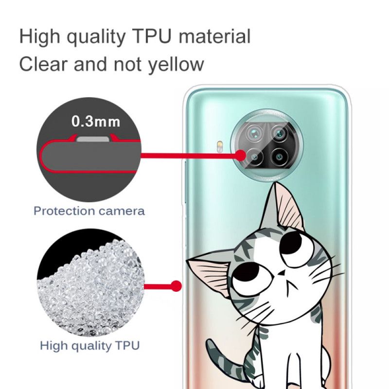 Case Hoesje Xiaomi Mi 10T Lite 5G / Redmi Note 9 Pro 5G Bruin Grijs Telefoonhoesje Charmante Kat