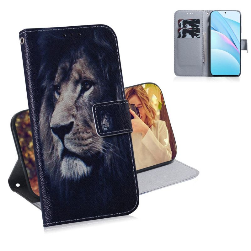 Cover Folio-hoesje Xiaomi Mi 10T Lite 5G / Redmi Note 9 Pro 5G Telefoonhoesje Dromende Leeuw