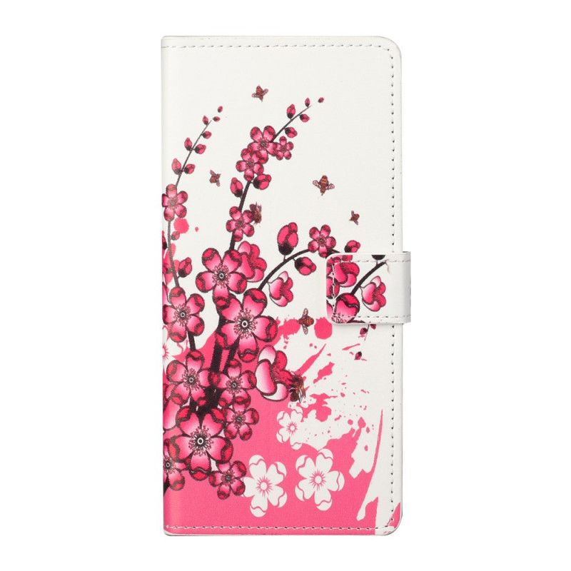 Flip Case Leren Xiaomi Mi 10T Lite 5G / Redmi Note 9 Pro 5G Roze Magenta Tropische Bloemen
