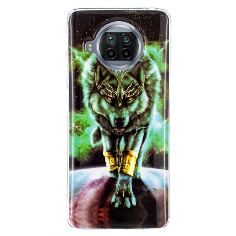 Hoesje Xiaomi Mi 10T Lite 5G / Redmi Note 9 Pro 5G Donkerblauw Groen Serie Fluorescerende Wolven