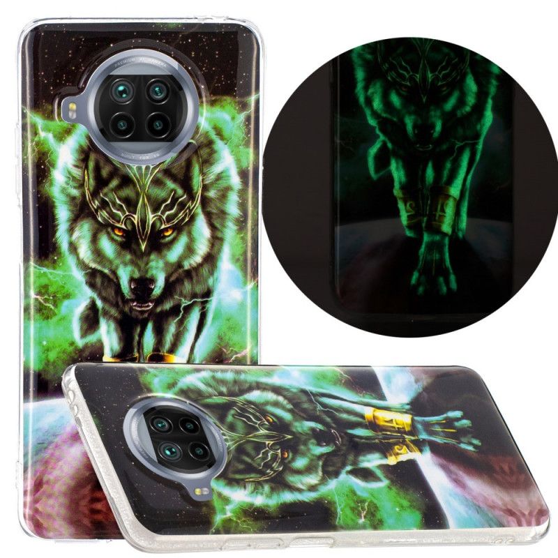 Hoesje Xiaomi Mi 10T Lite 5G / Redmi Note 9 Pro 5G Donkerblauw Groen Serie Fluorescerende Wolven