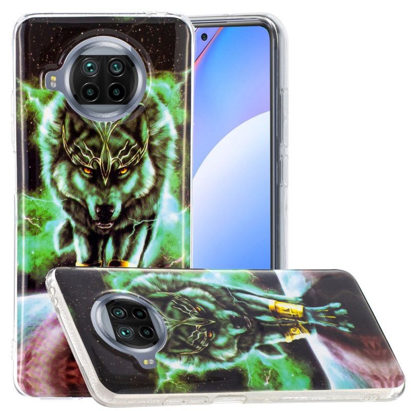 Hoesje Xiaomi Mi 10T Lite 5G / Redmi Note 9 Pro 5G Donkerblauw Groen Serie Fluorescerende Wolven