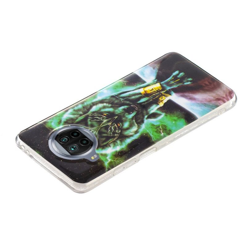 Hoesje Xiaomi Mi 10T Lite 5G / Redmi Note 9 Pro 5G Donkerblauw Groen Serie Fluorescerende Wolven