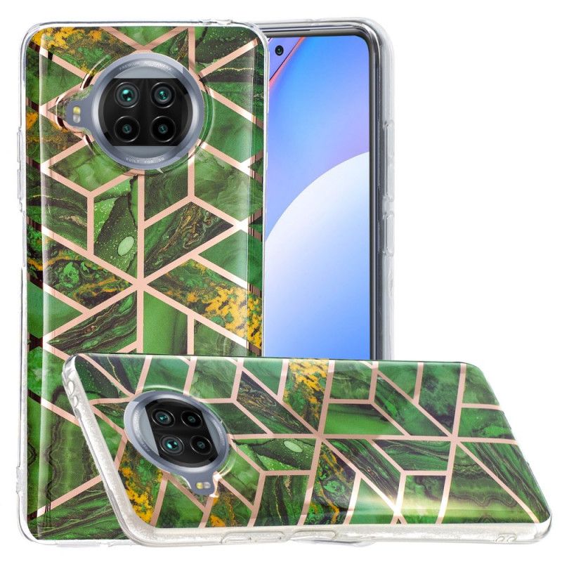 Hoesje Xiaomi Mi 10T Lite 5G / Redmi Note 9 Pro 5G Groen Zwart Geometrie Marmer