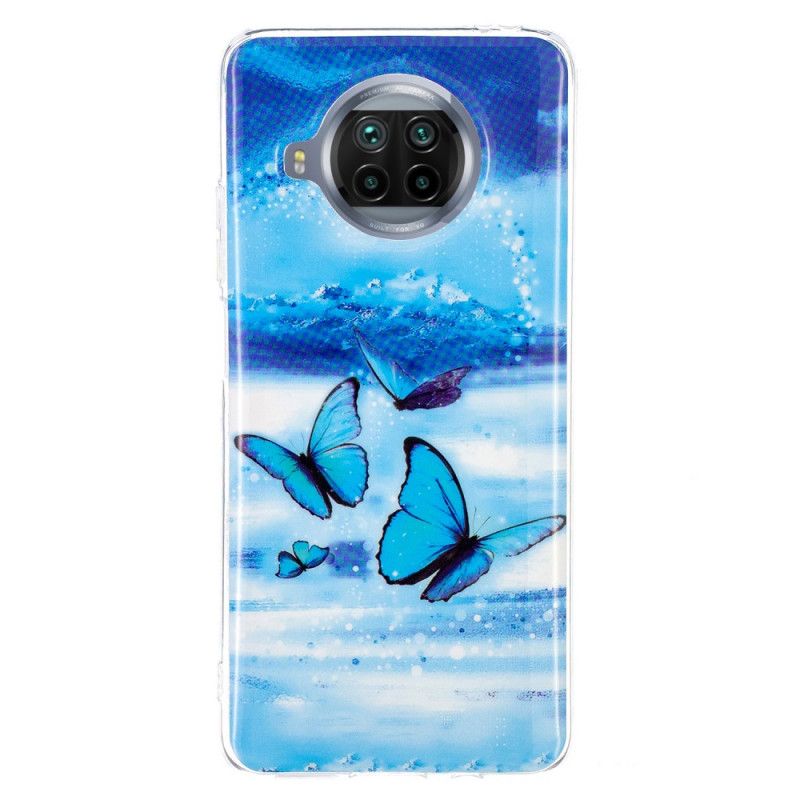 Hoesje Xiaomi Mi 10T Lite 5G / Redmi Note 9 Pro 5G Lichtblauw Donkerblauw Serie Fluorescerende Vlinder