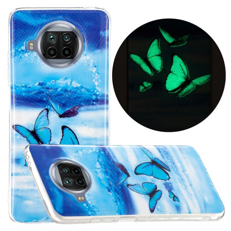 Hoesje Xiaomi Mi 10T Lite 5G / Redmi Note 9 Pro 5G Lichtblauw Donkerblauw Serie Fluorescerende Vlinder