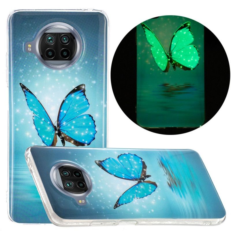 Hoesje Xiaomi Mi 10T Lite 5G / Redmi Note 9 Pro 5G Neonblauwe Vlinder