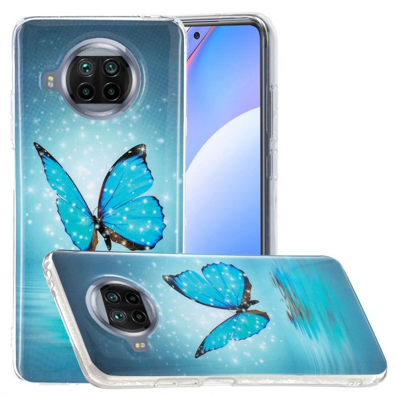 Hoesje Xiaomi Mi 10T Lite 5G / Redmi Note 9 Pro 5G Neonblauwe Vlinder