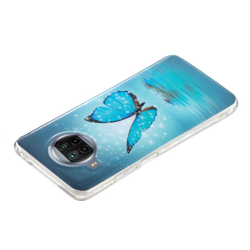 Hoesje Xiaomi Mi 10T Lite 5G / Redmi Note 9 Pro 5G Neonblauwe Vlinder