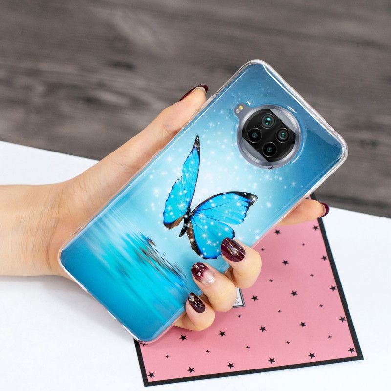 Hoesje Xiaomi Mi 10T Lite 5G / Redmi Note 9 Pro 5G Neonblauwe Vlinder