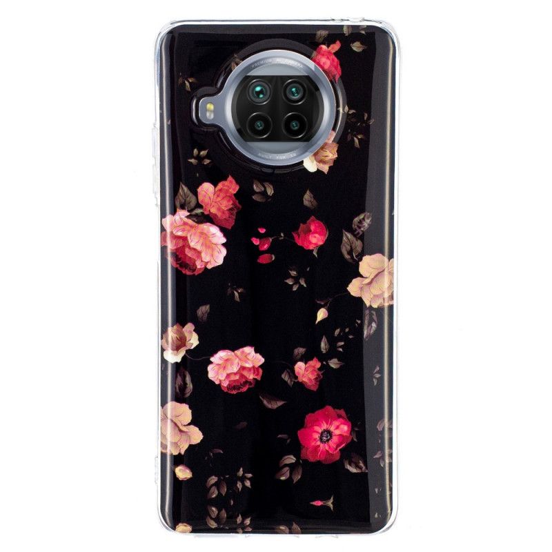 Hoesje Xiaomi Mi 10T Lite 5G / Redmi Note 9 Pro 5G Rood Grijs Fluorescerende Bloemen