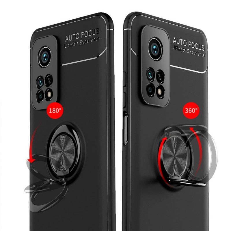 Hoesje Xiaomi Mi 10T Lite 5G / Redmi Note 9 Pro 5G Rood Zwart Roterende Ring