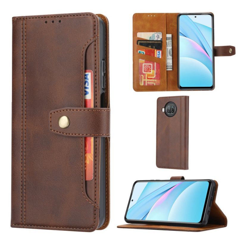 Leren Hoesje voor Xiaomi Mi 10T Lite 5G / Redmi Note 9 Pro 5G Rood Zwart Met Riem