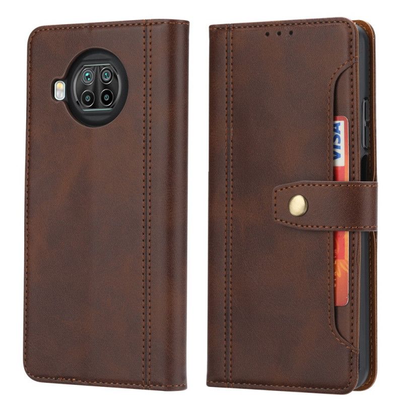 Leren Hoesje voor Xiaomi Mi 10T Lite 5G / Redmi Note 9 Pro 5G Rood Zwart Met Riem