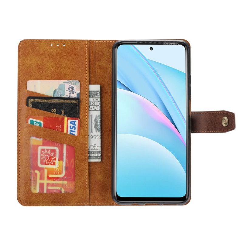 Leren Hoesje voor Xiaomi Mi 10T Lite 5G / Redmi Note 9 Pro 5G Rood Zwart Met Riem