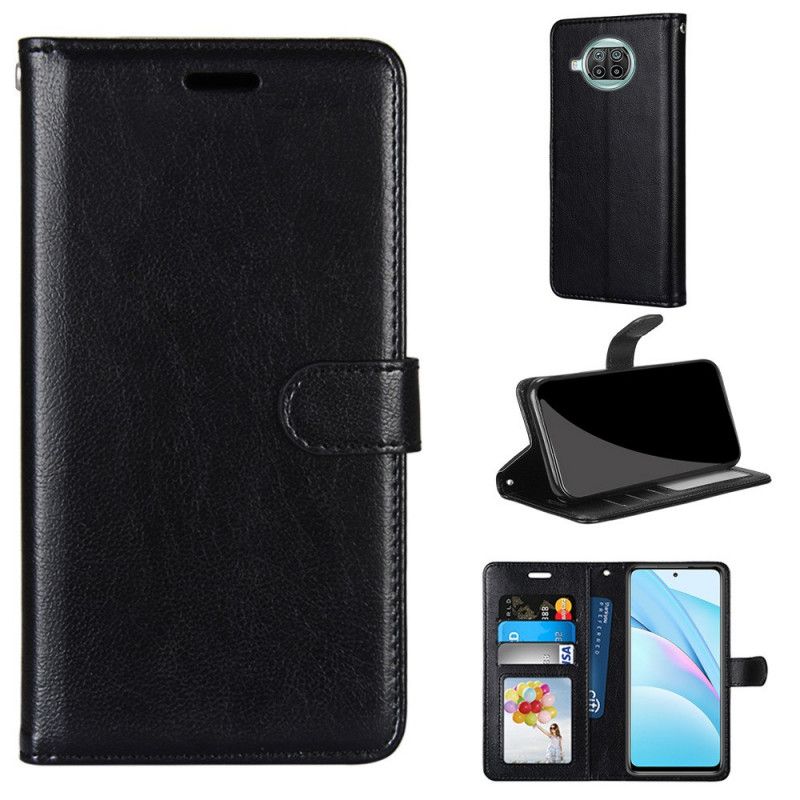 Leren Hoesje voor Xiaomi Mi 10T Lite 5G / Redmi Note 9 Pro 5G Wit Zwart Glanzend Kunstleer
