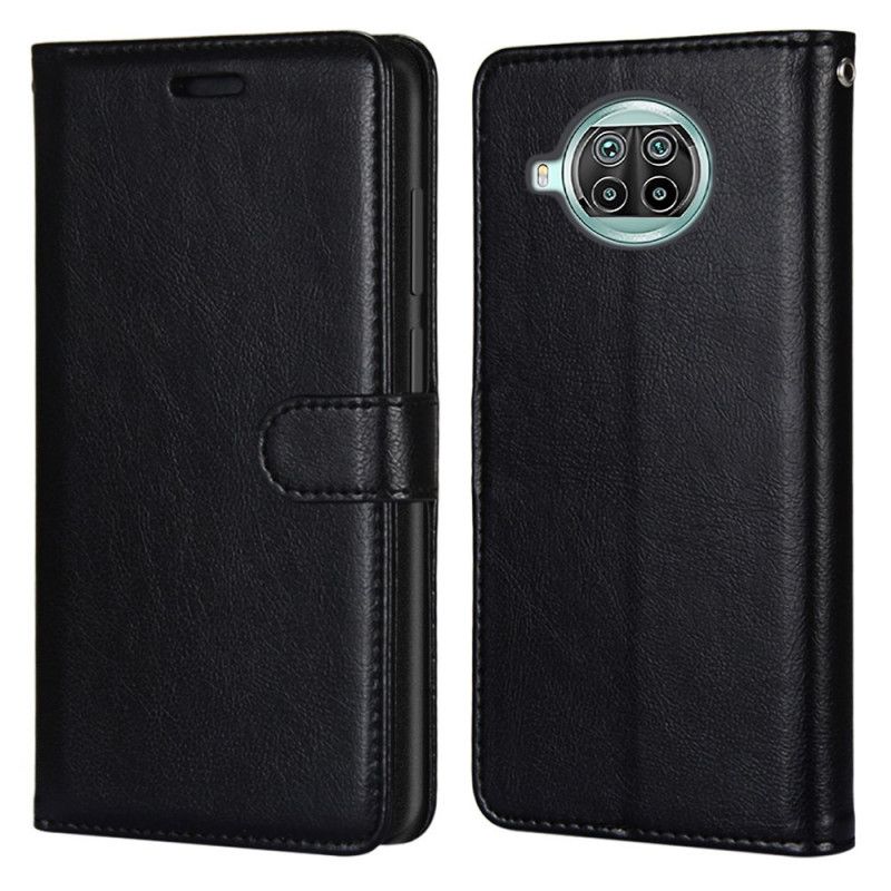 Leren Hoesje voor Xiaomi Mi 10T Lite 5G / Redmi Note 9 Pro 5G Wit Zwart Glanzend Kunstleer