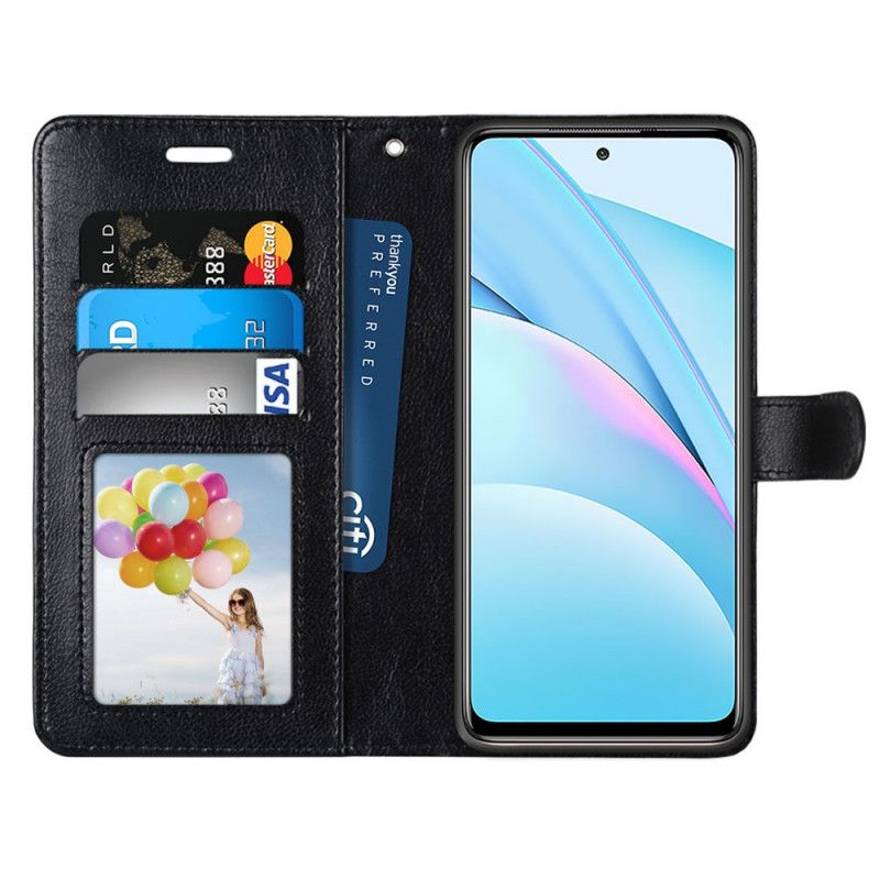 Leren Hoesje voor Xiaomi Mi 10T Lite 5G / Redmi Note 9 Pro 5G Wit Zwart Glanzend Kunstleer