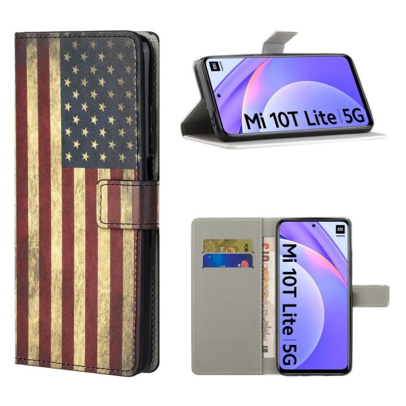 Leren Hoesje Xiaomi Mi 10T Lite 5G / Redmi Note 9 Pro 5G Amerikaanse Vlag