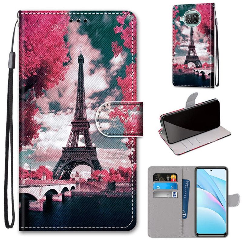 Leren Hoesje Xiaomi Mi 10T Lite 5G / Redmi Note 9 Pro 5G Eiffeltoren In De Zomer