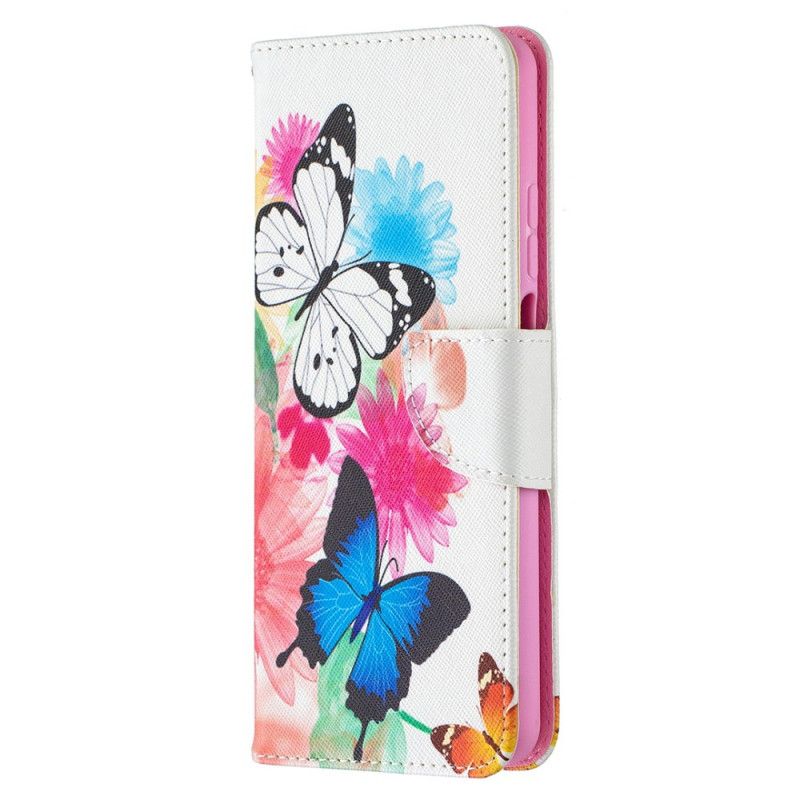 Leren Hoesje Xiaomi Mi 10T Lite 5G / Redmi Note 9 Pro 5G Geschilderde Vlinders