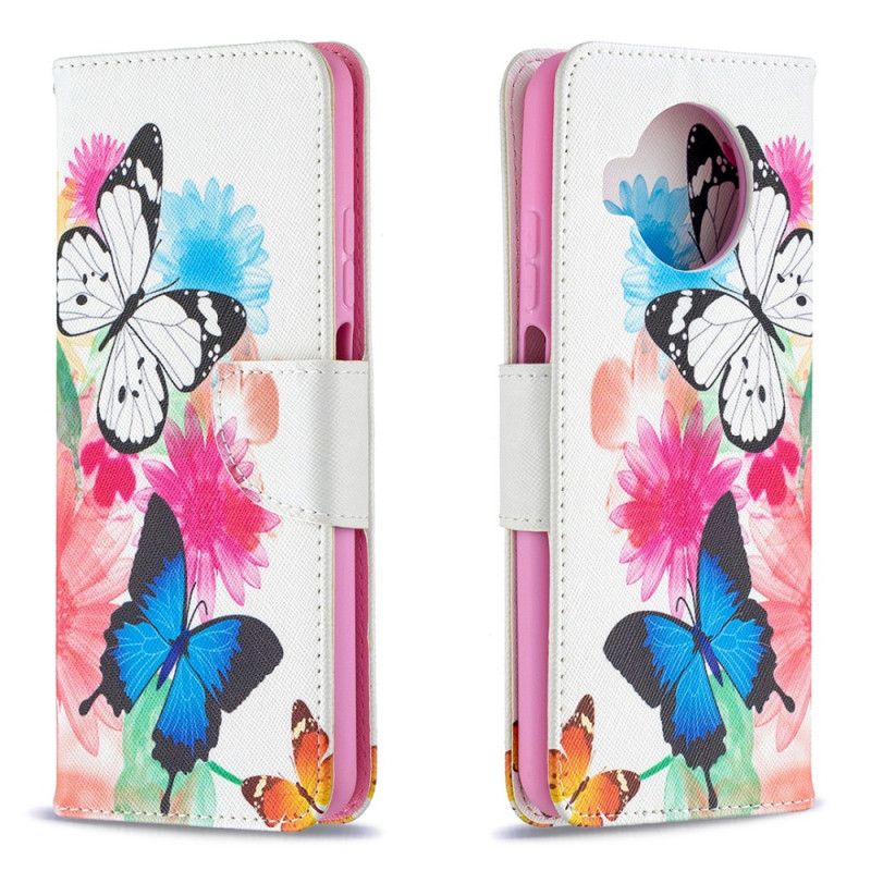 Leren Hoesje Xiaomi Mi 10T Lite 5G / Redmi Note 9 Pro 5G Geschilderde Vlinders