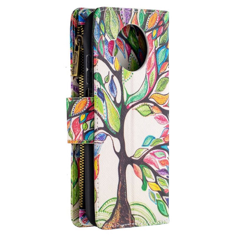 Leren Hoesje Xiaomi Mi 10T Lite 5G / Redmi Note 9 Pro 5G Lichtblauw Wit Boomzak Met Ritssluiting