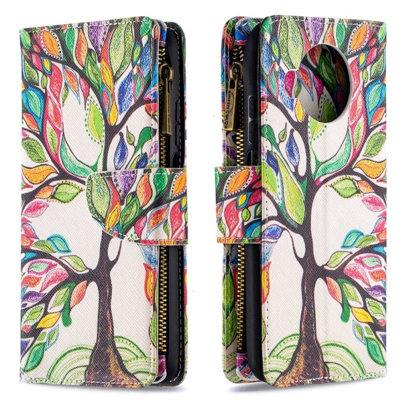 Leren Hoesje Xiaomi Mi 10T Lite 5G / Redmi Note 9 Pro 5G Lichtblauw Wit Boomzak Met Ritssluiting