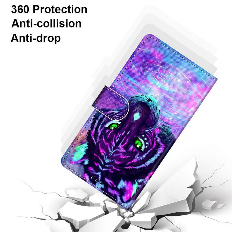 Leren Hoesje Xiaomi Mi 10T Lite 5G / Redmi Note 9 Pro 5G Paars Grijs Telefoonhoesje Kat Met String