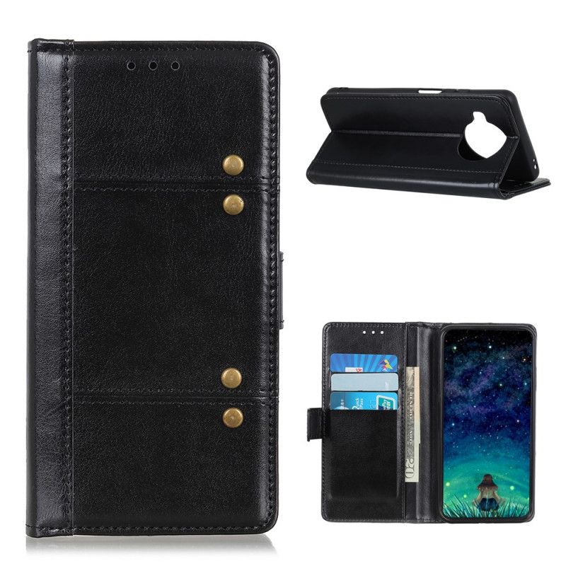 Leren Hoesje Xiaomi Mi 10T Lite 5G / Redmi Note 9 Pro 5G Rood Zwart Antiek Leereffect