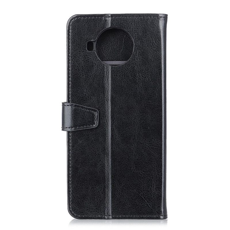 Leren Hoesje Xiaomi Mi 10T Lite 5G / Redmi Note 9 Pro 5G Wit Zwart Glanzend Leereffect