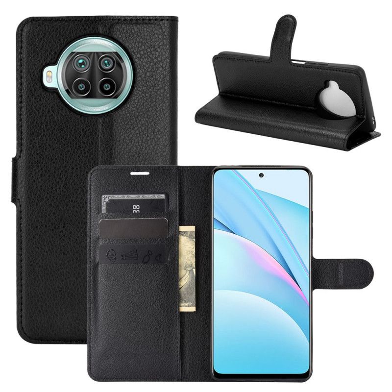 Leren Hoesje Xiaomi Mi 10T Lite 5G / Redmi Note 9 Pro 5G Wit Zwart Klassiek