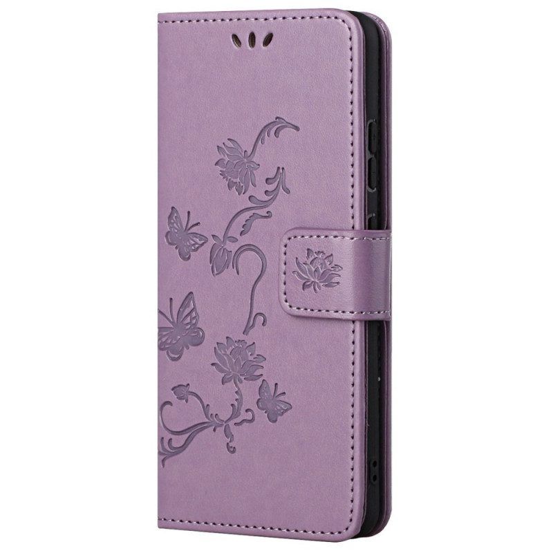 Folio-hoesje voor Samsung Galaxy M23 5G Met Ketting Riem Bloemen