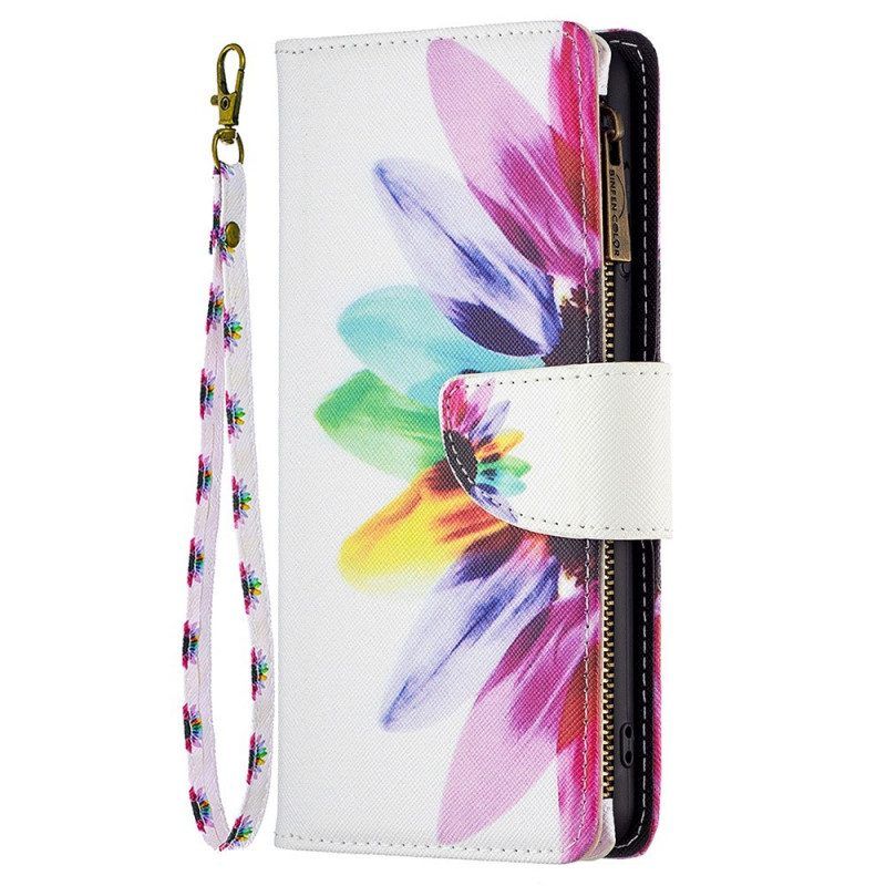 Folio-hoesje voor Samsung Galaxy M23 5G Portemonnee En Lanyard Bloem