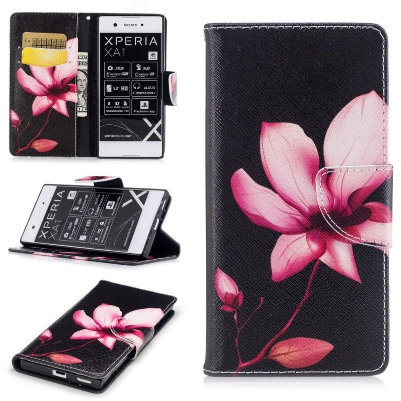 Flip Case Leren Sony Xperia XA1 Roze Bloem