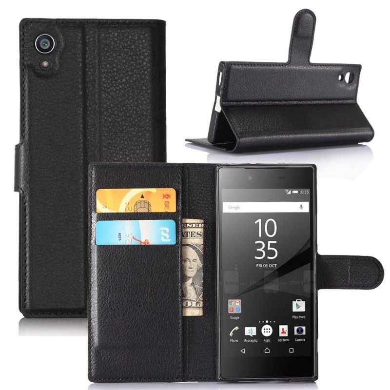 Flip Case Leren Sony Xperia XA1 Wit Zwart Retro Kunstleer