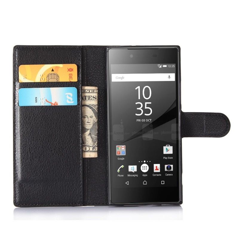 Flip Case Leren Sony Xperia XA1 Wit Zwart Retro Kunstleer