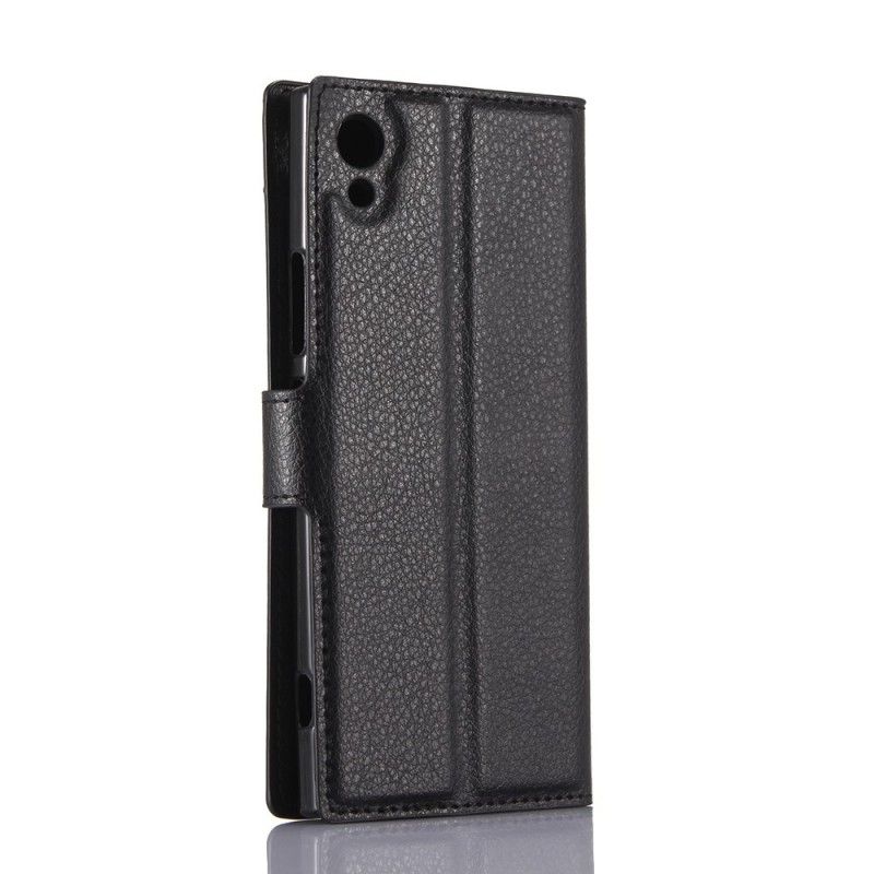 Flip Case Leren Sony Xperia XA1 Wit Zwart Retro Kunstleer