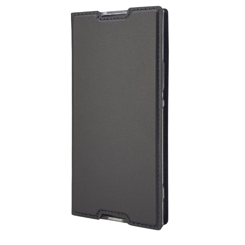 Folio-hoesje Sony Xperia XA1 Donkerblauw Zwart Kaarthouder Met Leereffect