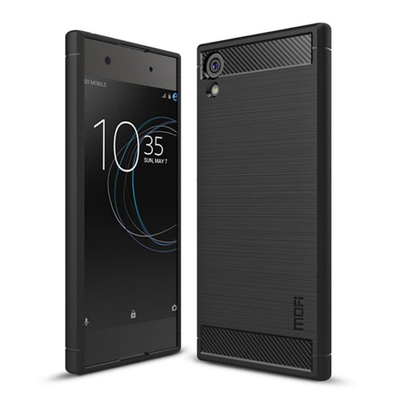 Hoesje voor Sony Xperia XA1 Grijs Zwart Imak Geborstelde Koolstofvezel