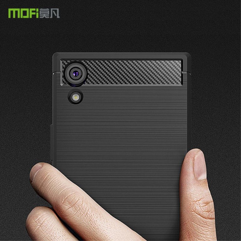 Hoesje voor Sony Xperia XA1 Grijs Zwart Imak Geborstelde Koolstofvezel