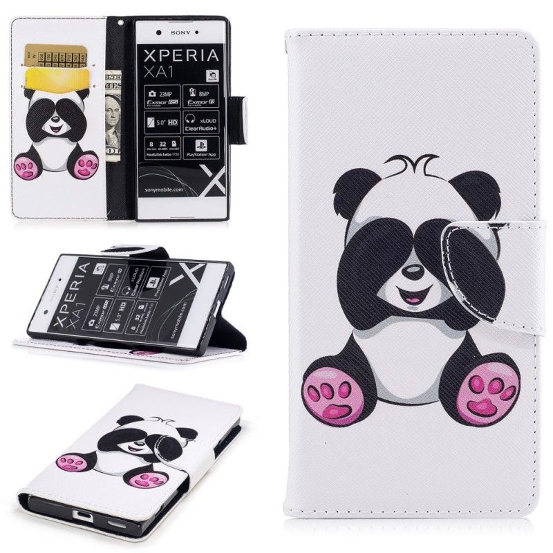 Leren Hoesje Sony Xperia XA1 Leuke Panda