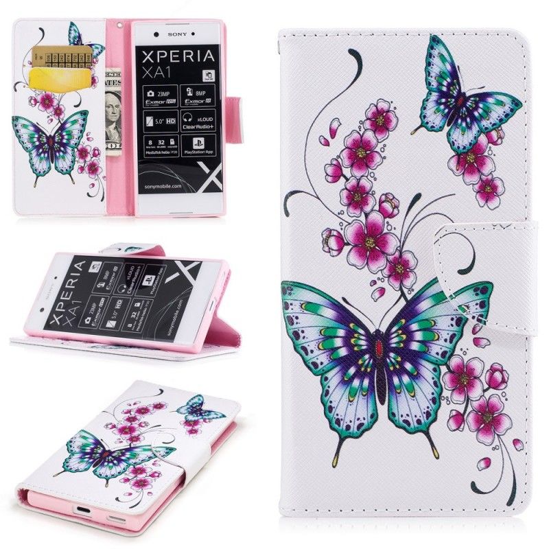 Leren Hoesje voor Sony Xperia XA1 Prachtige Vlinders
